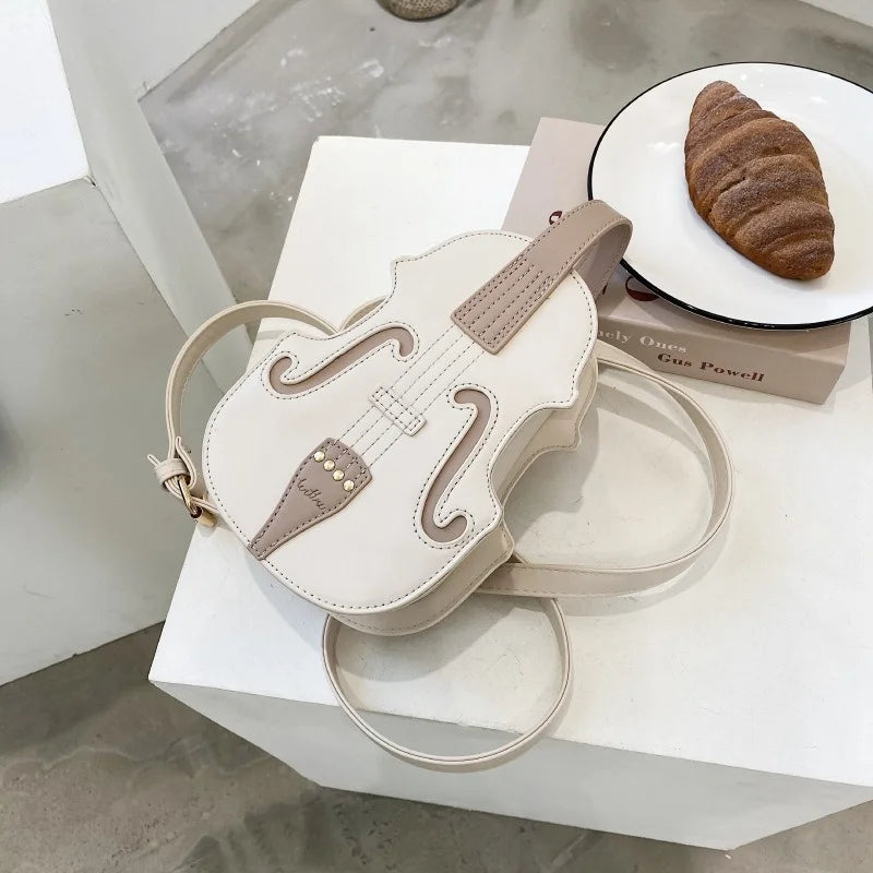 Violin Shape PU Leather Small Backpack for Women