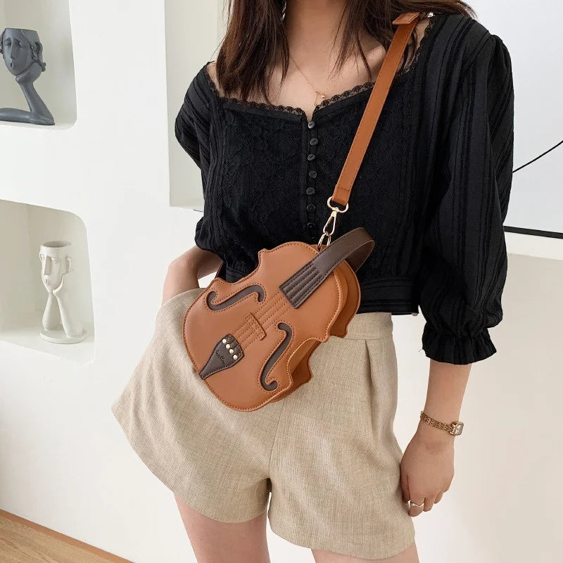 Violin Shape PU Leather Small Backpacks For Women