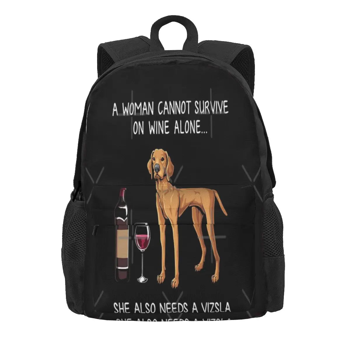 Vizsla And Wine Funny Dog 2 Backpacks Men's Backpacks Bags For Women Anime