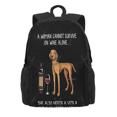 Vizsla And Wine Funny Dog 2 Backpacks Men's Backpacks Bags For Women Anime