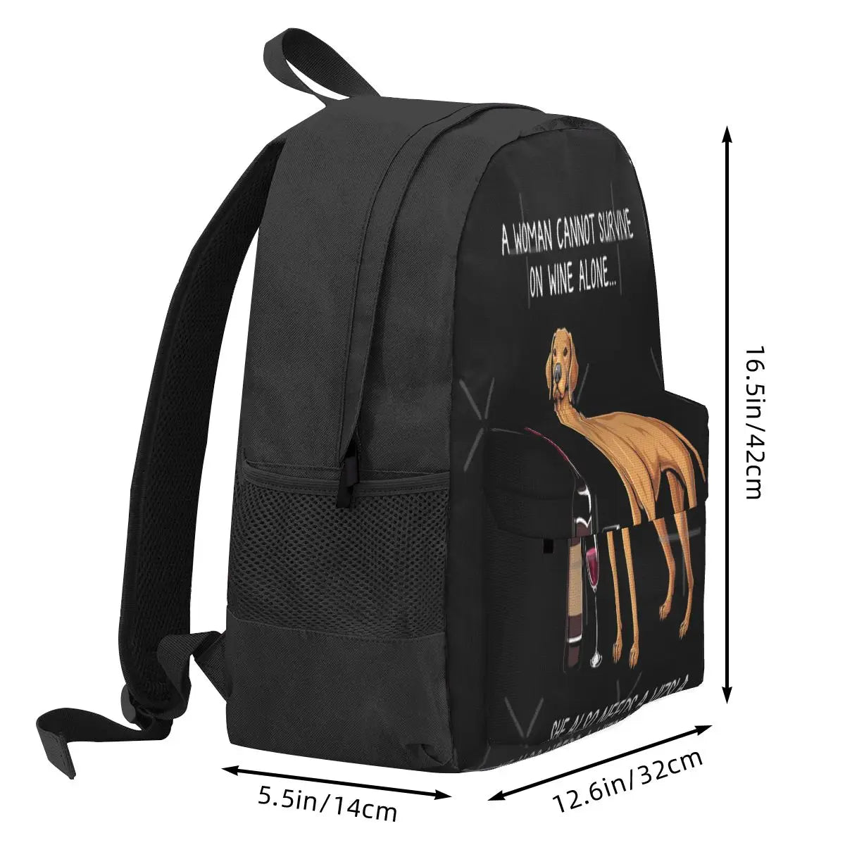 Vizsla And Wine Funny Dog 2 Backpacks Men's Backpacks Bags For Women Anime