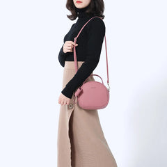 WEICHEN Circular Women Shoulder Bag Leather Crossbody Messenger Bags