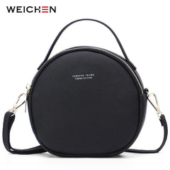 WEICHEN Circular Women Shoulder Bag Leather Crossbody Messenger Bags