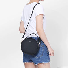 WEICHEN Circular Women Shoulder Bag Leather Crossbody Messenger Bags