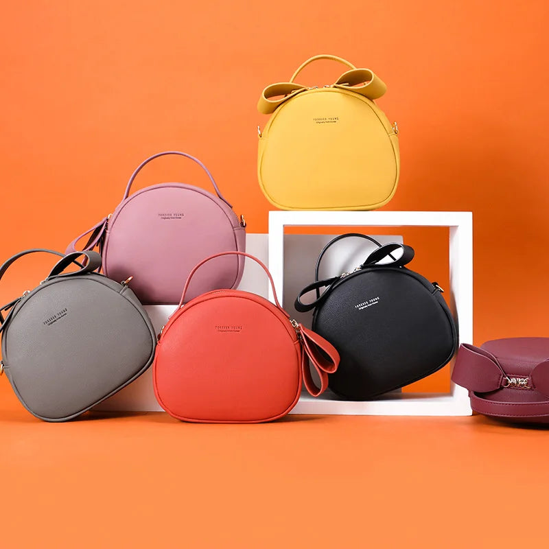 WEICHEN Circular Women Shoulder Bag Leather Crossbody Messenger Bags