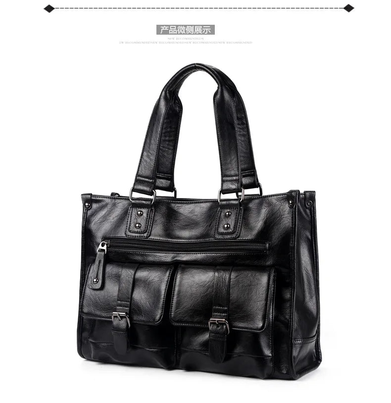 Men's Leather Laptop Bag Office Briefcase Handbag