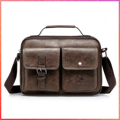 WEIXIER Coffee PU Leather Men Crossbody Bag Shoulder Bags