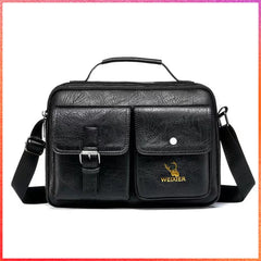 WEIXIER Coffee PU Leather Men Crossbody Bag Shoulder Bags