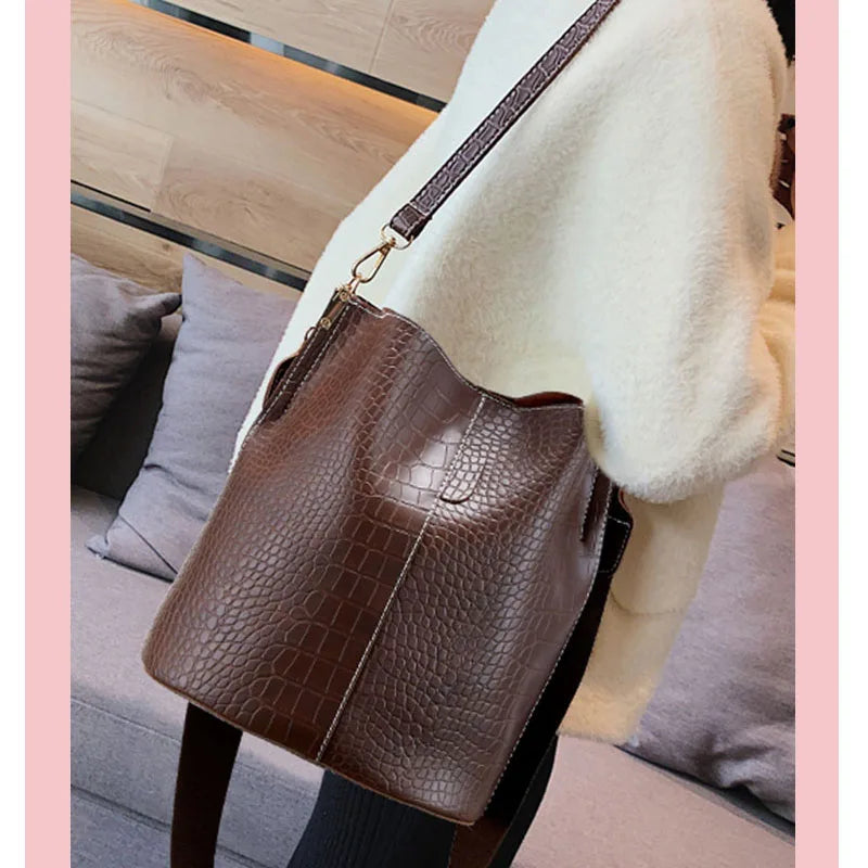 Croco Vintage Women Hand Bag Designers Handbags Women Shoulder Bags