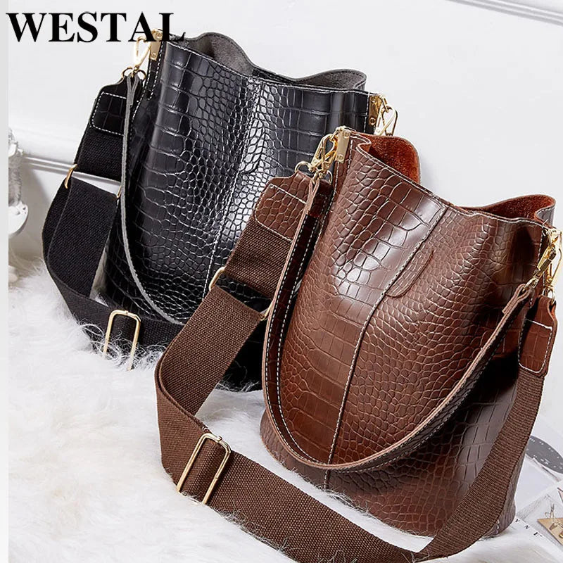 Croco Vintage Women Hand Bag Designers Handbags Women Shoulder Bags