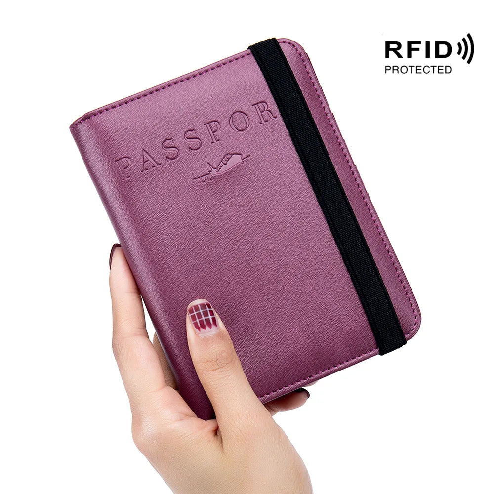 Men Passport Holder Leather RFID Multi-function Male ID Bag Passport Holder Wall