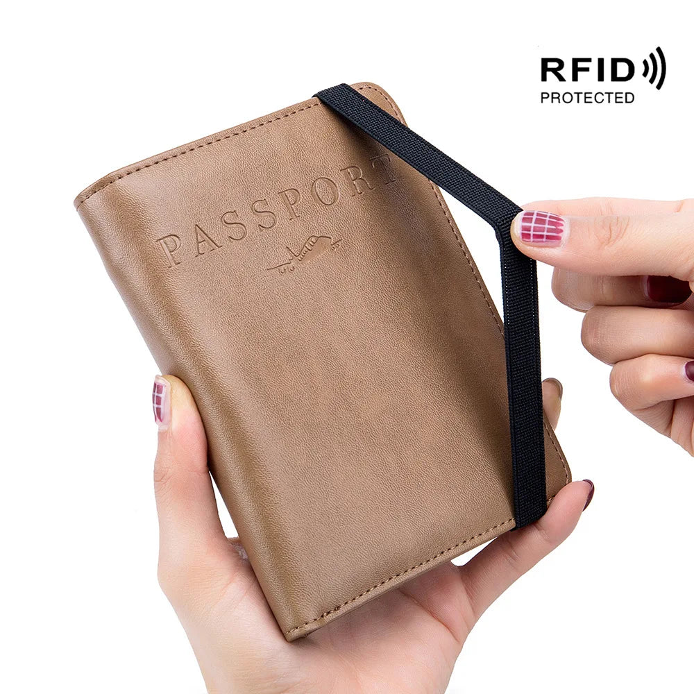Men Passport Holder Leather RFID Multi-function Male ID Bag Passport Holder Wall