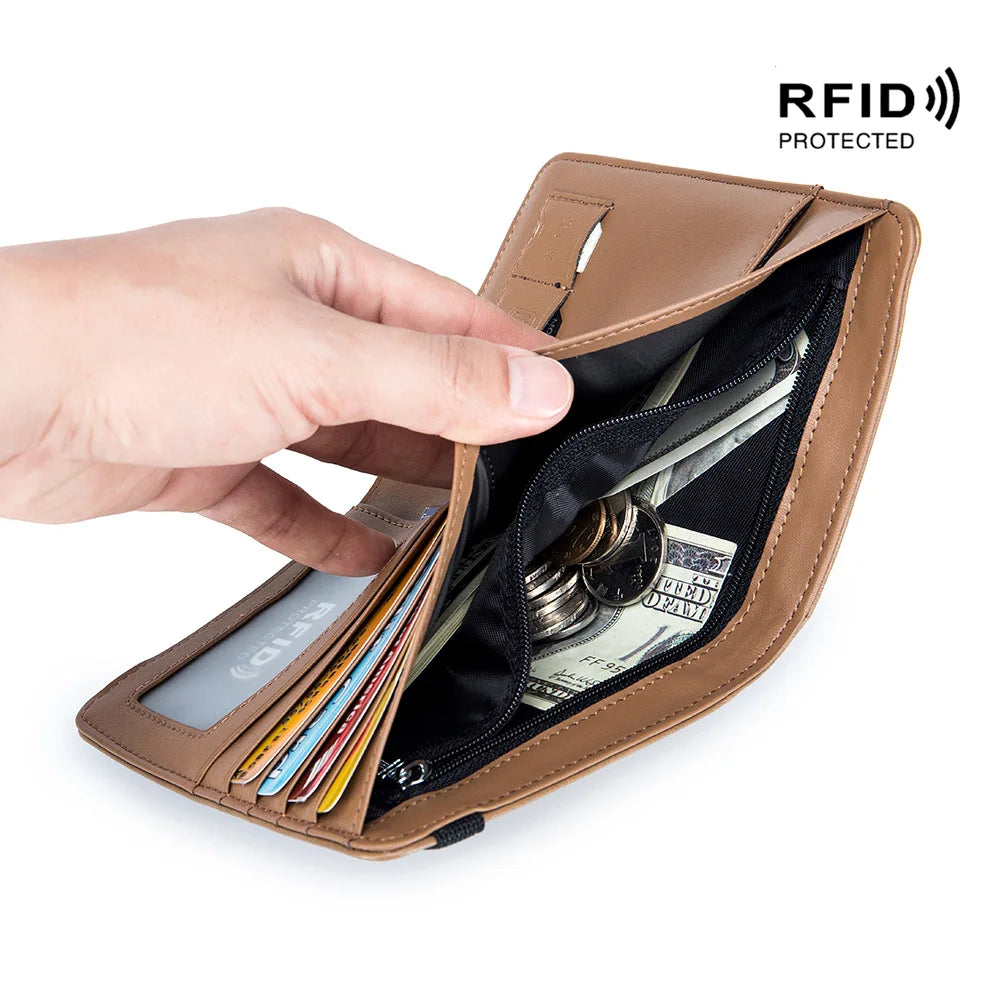 Men Passport Holder Leather RFID Multi-function Male ID Bag Passport Holder Wall