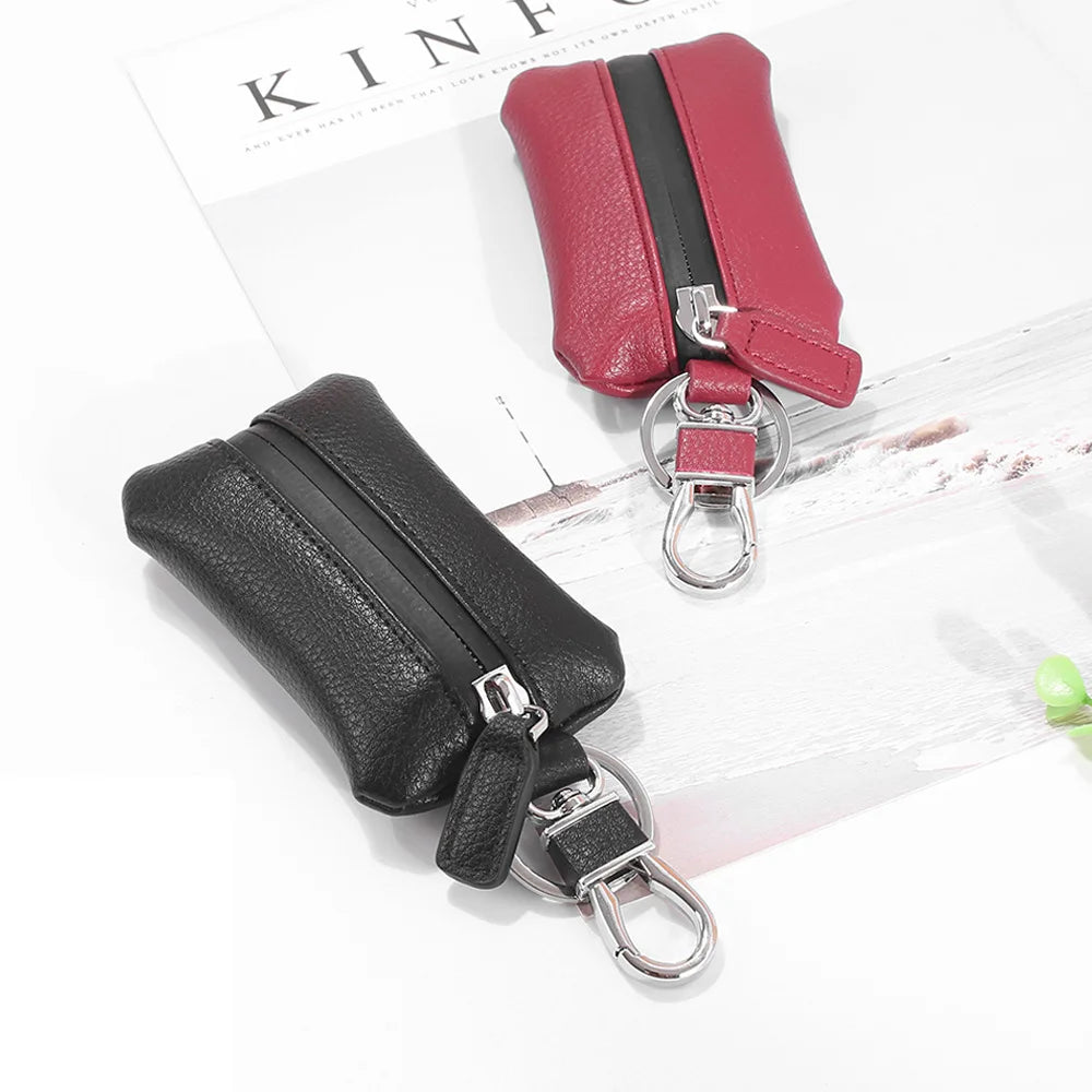 Soft Leather Waterproof Key Wallets Men Women Vintage Keychain