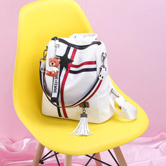 Women's Zipper Backpack PU Leather School Bag Crossbody Shoulder Bag