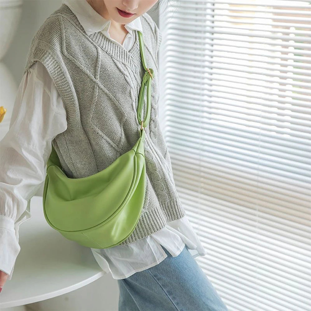 WHYY Hobo Style Neutral Dumpling Crossbody PU Leather Bag