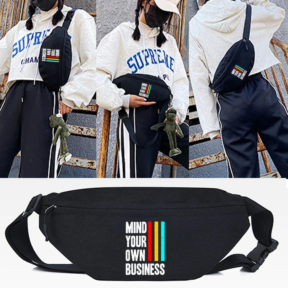 WORLD Letter Print Waist Bag Shoulder Pack Men Women Sport Crossbody Casual