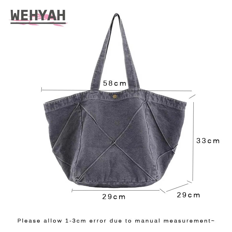 Wahyah Canvas Bag Landies Hand Bags for Woman Oversize Shopping Bag
