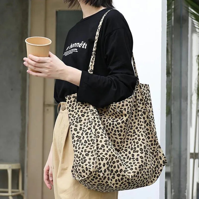 Wahyah Leopard Canvas Tote Bag for Women ZY014