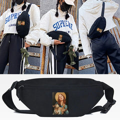 Pastoral Girl Print Waist Bag Canvas Fanny Pack Crossbody Pack