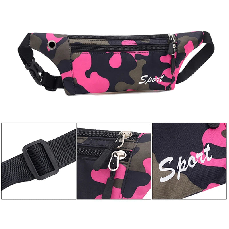 Camouflage Waist Bag Dark Grain Canvas Unisex Fanny Pack