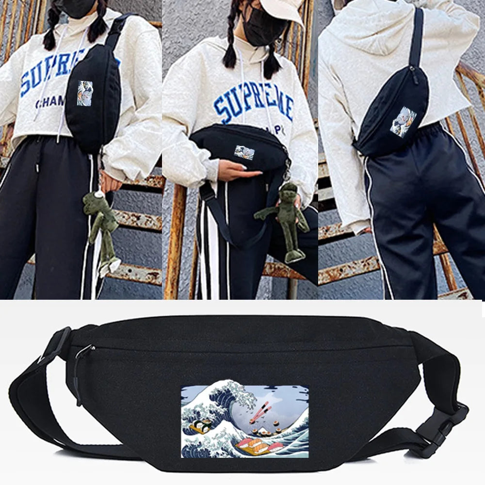 Green Octopus Print Waist Bag for Men and Women