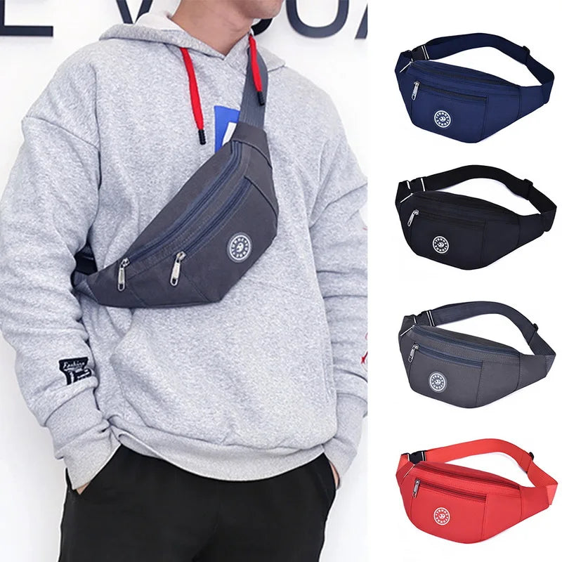Nylon Waist Bag Crossbody Sports Chest Bag Waterproof Large Phone Pouch