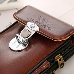 Waist Bag Zip Closure Belt Pouch Men Faux Leather Walking