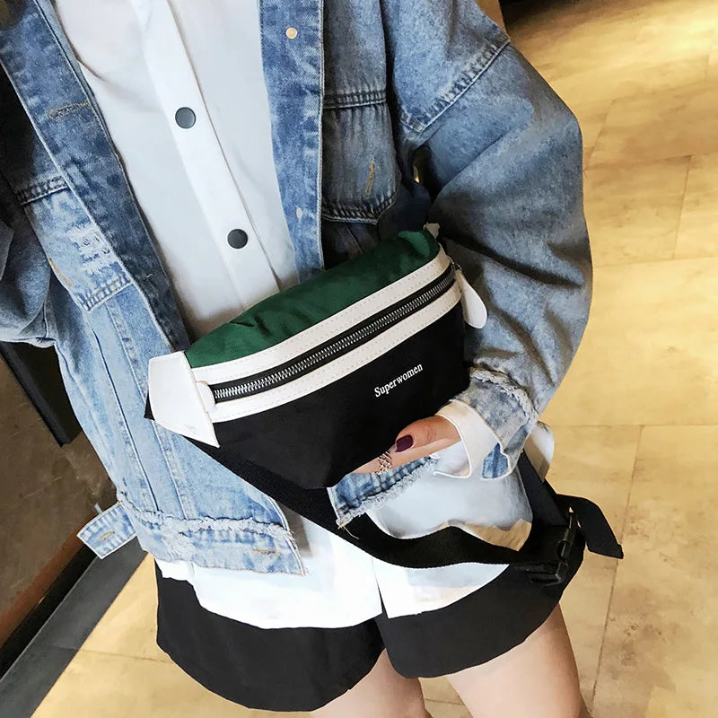 Canvas Waist Bag Women Letter Bum Bag Packs