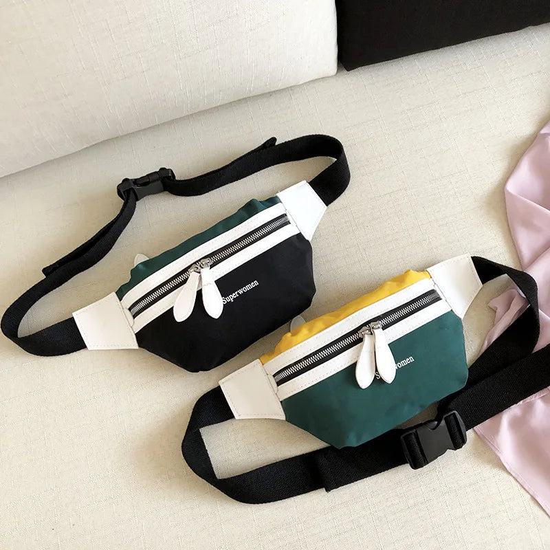 Canvas Waist Bag Women Letter Bum Bag Packs