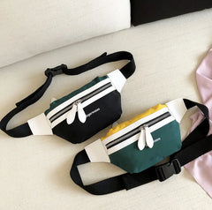 Canvas Waist Bag Women Letter Bum Bag Packs Chest Crossbody bag