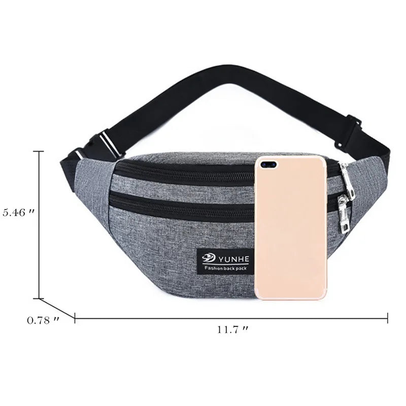 Waist Bag Three Zipper Pocket Fanny Pack Pink Waist Pack