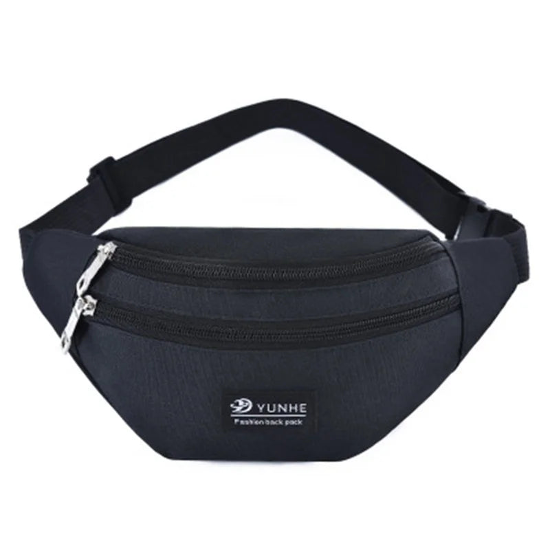 Waist Bag Three Zipper Pocket Men Chest Handbag Fanny Pack Unisex