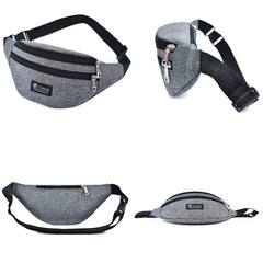 Waist Bag Three Zipper Pocket Men Chest Handbag Fanny Pack Unisex