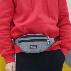 Waist Bag Three Zipper Pocket Men Chest Handbag Fanny Pack Unisex