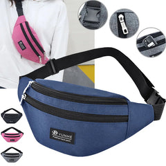 Waist Bag Three Zipper Pocket Fanny Pack Pink Waist Pack