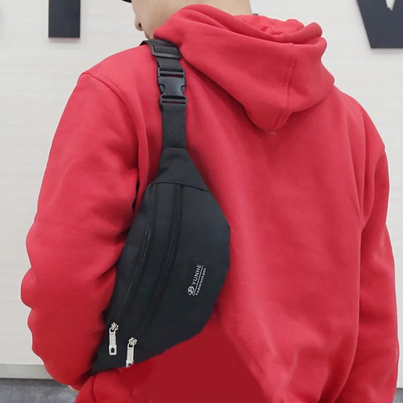 Pink Waist Bag Three Zipper Pocket Unisex Belly Bags Purse