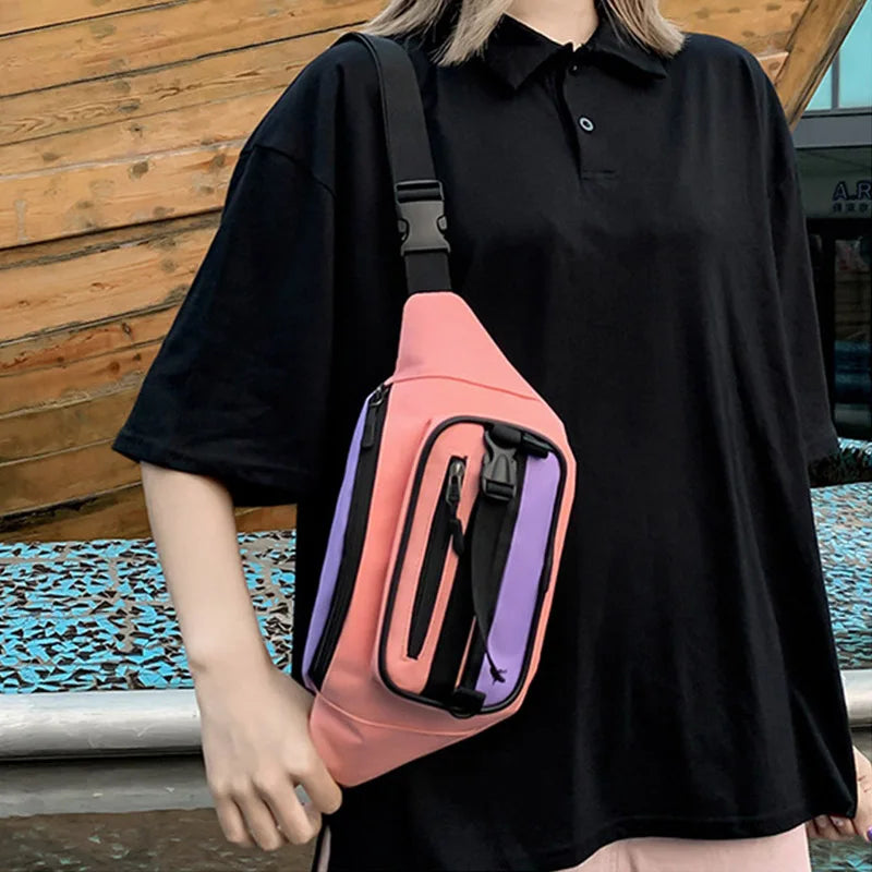 Canvas Waist Bag Women's Fanny Pack Messenger Bag Zipper Shoulder Pack