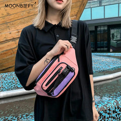 Women's Canvas Fanny Pack Zipper Hip Hop Bag Shoulder Pack