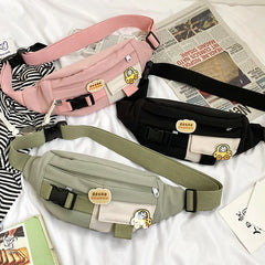 Canvas Waist Bag Women Fanny Pack Girls Crossbody Chest Bag