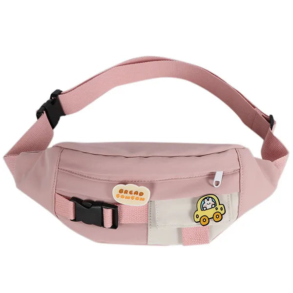 Canvas Waist Bag For Women Leisure Fanny Pack Solid Girls Crossbody Chest Bag