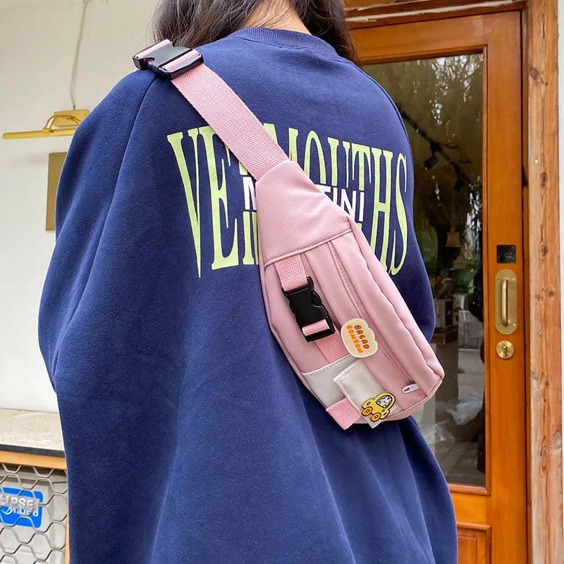 Canvas Waist Bag Women Fanny Pack Girls Crossbody Chest Bag