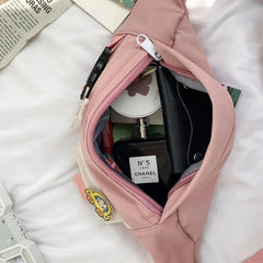 Canvas Waist Bag for Women Solid Fanny Pack Girls