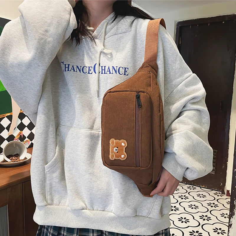 Women's Canvas Waist Bag Casual Fanny Pack Sport Chest Bag