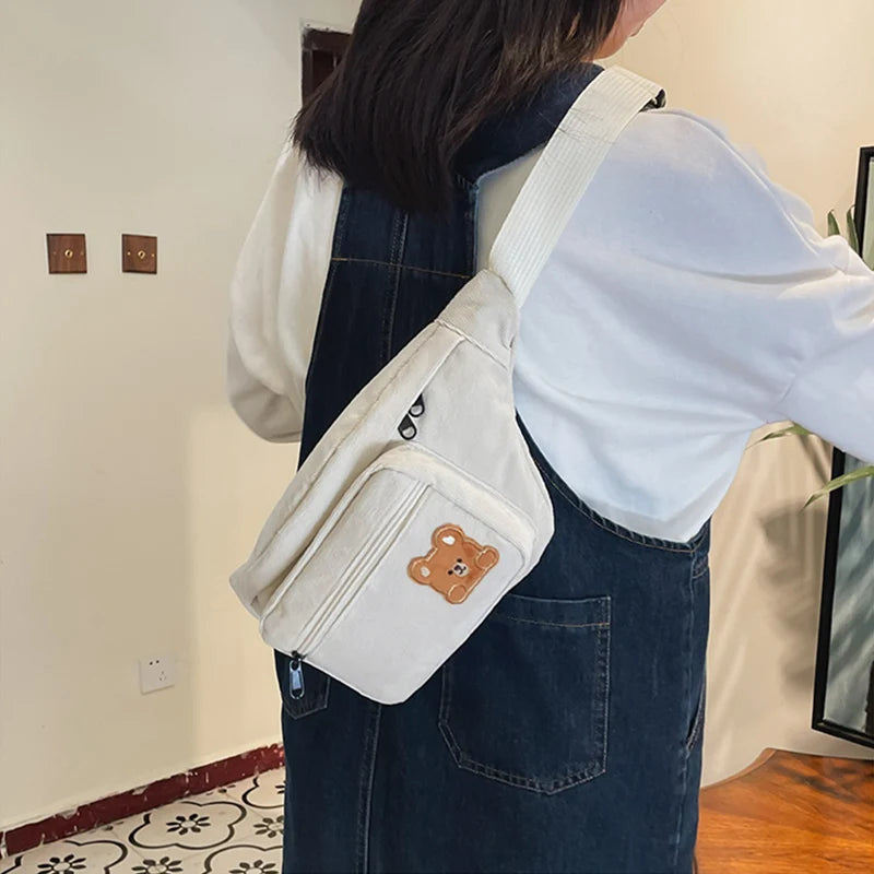 Women's Canvas Waist Bag Casual Fanny Pack Sport Chest Bag