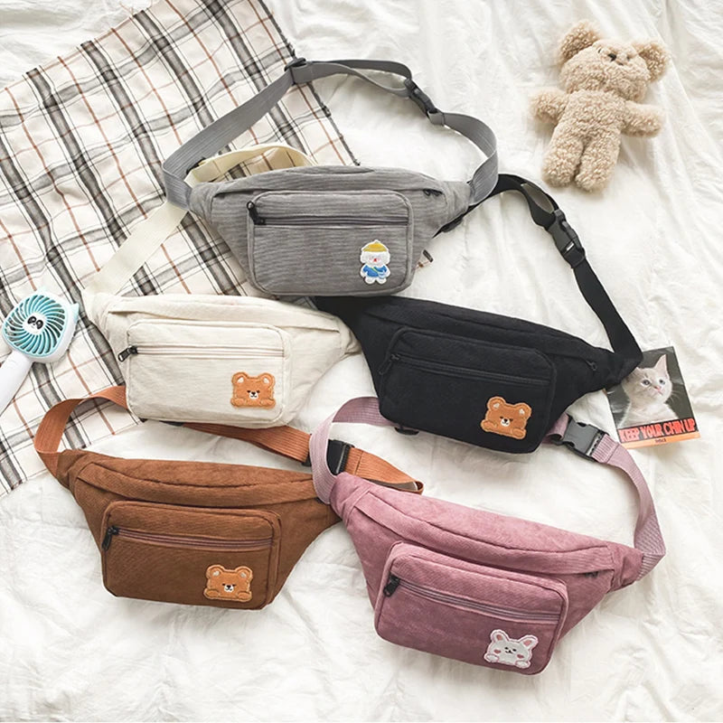Women's Canvas Waist Bag Casual Fanny Pack Sport Chest Bag
