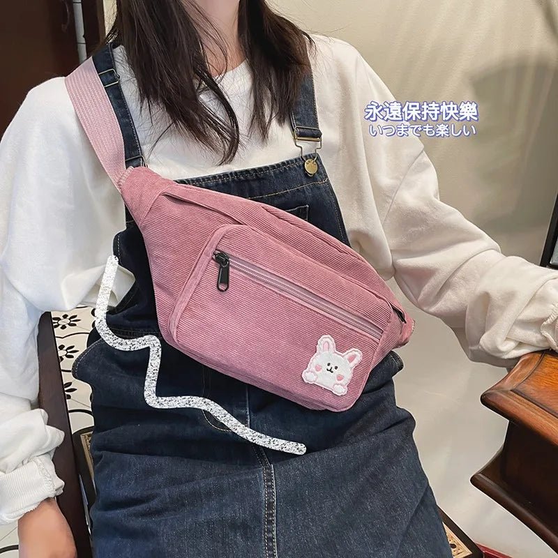 Women's Canvas Waist Bag Casual Fanny Pack Sport Chest Bag