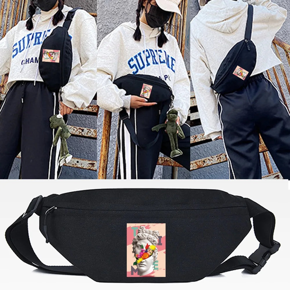 Rabbit Radish Print Waist Bag Chest Pack Sports Outdoor Bag