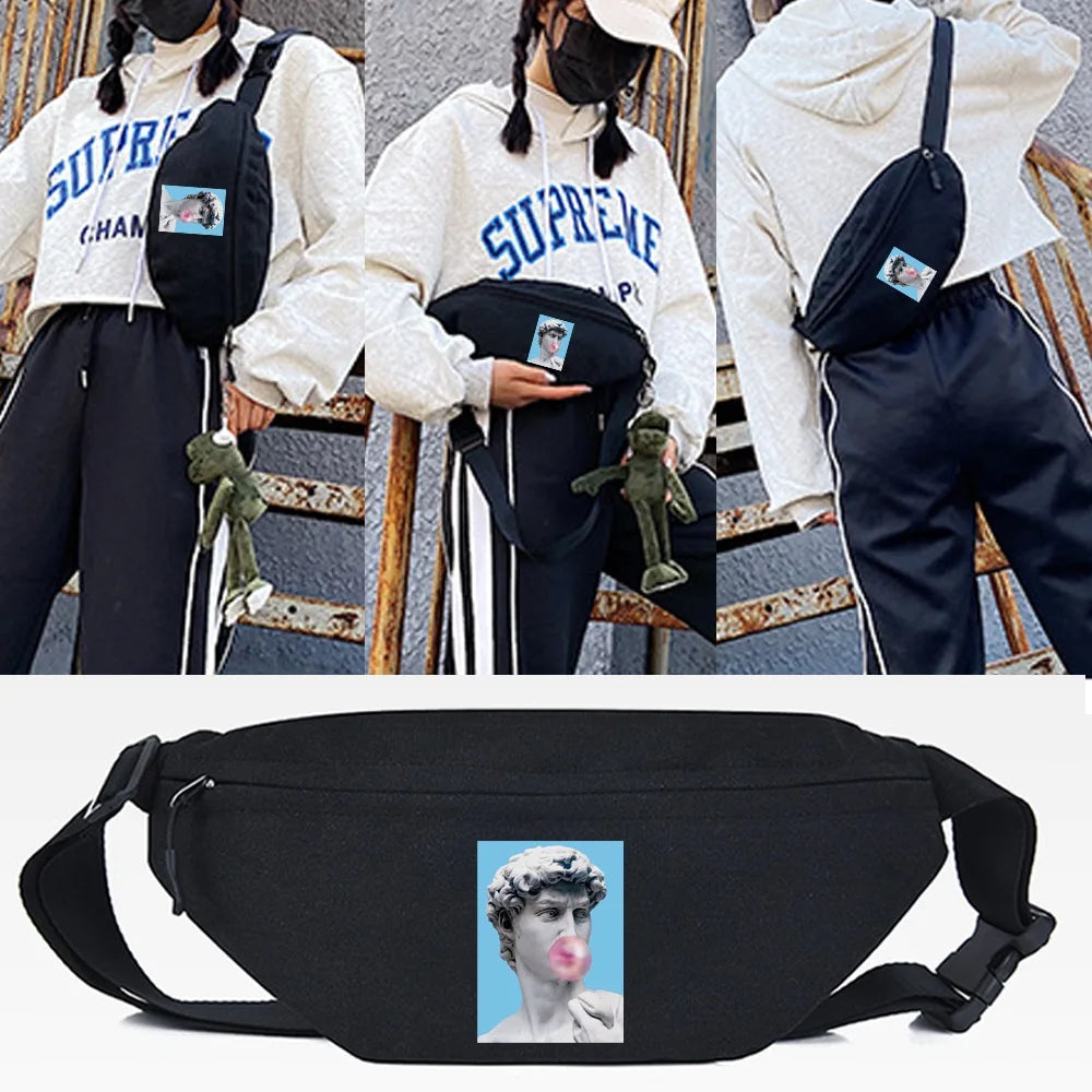 Rabbit Radish Print Waist Bag Chest Pack Sports Outdoor Bag