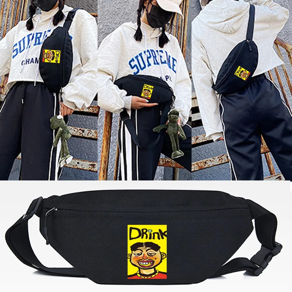 Rabbit Radish Print Waist Bag Chest Pack Sports Outdoor Bag